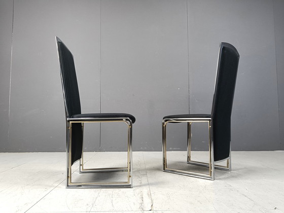 Image 1 of Vintage Brass And Chrome Dining Chairs Set Of 8 - 1970S 