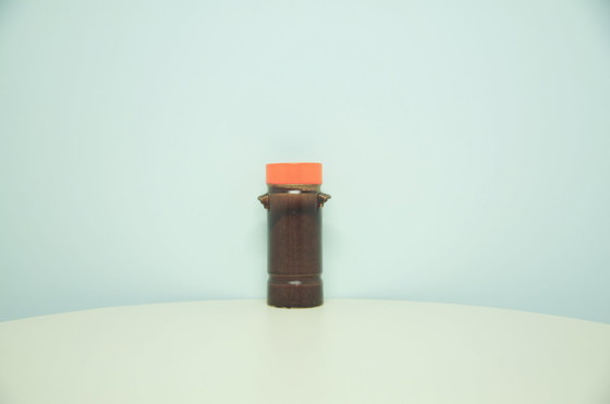 Image 1 of brown & orange top West Germany vase