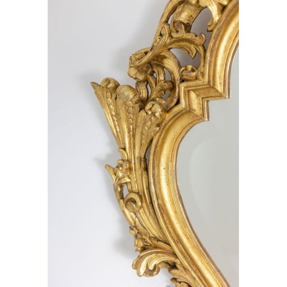 Image 1 of Vintage mirror in carved and gilded wood, 1950