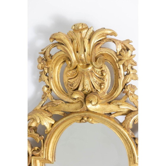Image 1 of Vintage mirror in carved and gilded wood, 1950