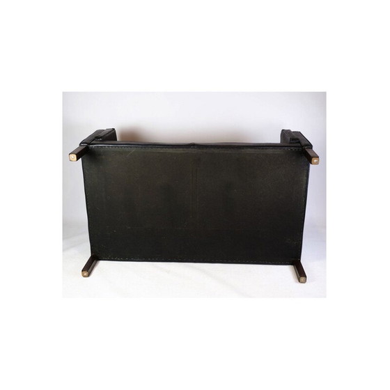 Image 1 of Vintage 2-seater sofa upholstered in black leather by Stouby Møbelfabrik