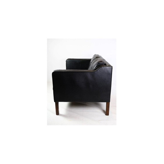 Image 1 of Vintage 2-seater sofa upholstered in black leather by Stouby Møbelfabrik