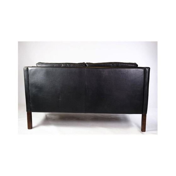 Image 1 of Vintage 2-seater sofa upholstered in black leather by Stouby Møbelfabrik
