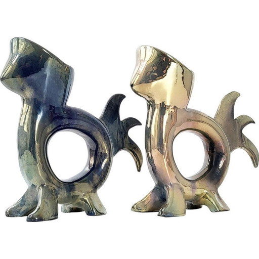 Pair of vintage zoomorphic vases