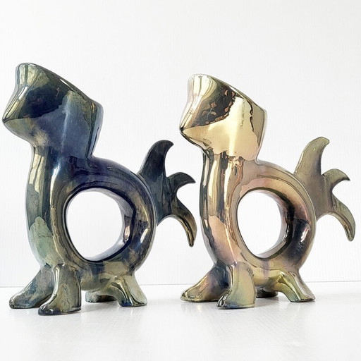 Pair of vintage zoomorphic vases