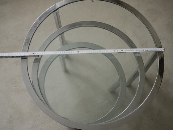 Image 1 of Ensemble de table en verre chromé