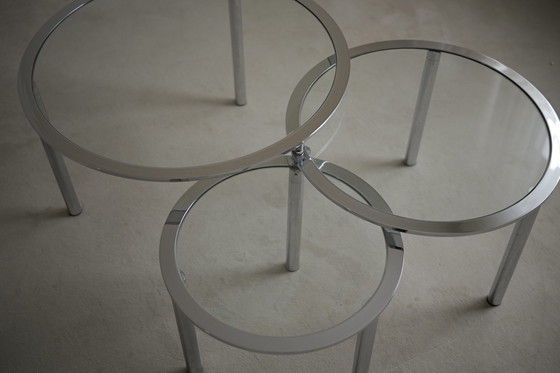 Image 1 of Ensemble de table en verre chromé