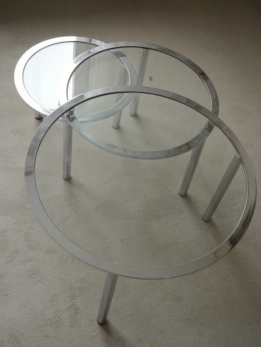 Chrome glass table set