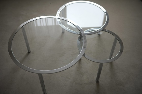 Image 1 of Ensemble de table en verre chromé