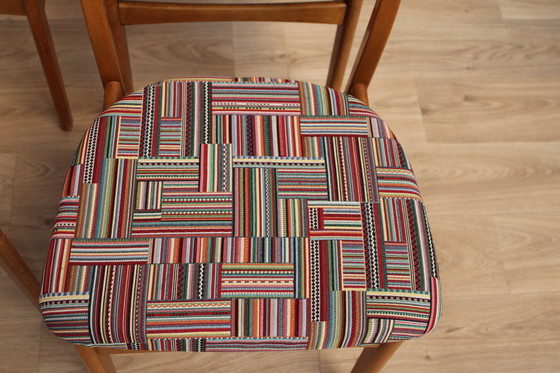Image 1 of 4 vintage oak chairs reupholstered 1960 Sweden