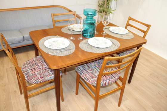 Image 1 of 4 vintage oak chairs reupholstered 1960 Sweden