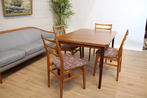 Image 1 of 4 vintage oak chairs reupholstered 1960 Sweden