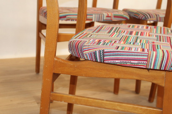 Image 1 of 4 vintage oak chairs reupholstered 1960 Sweden