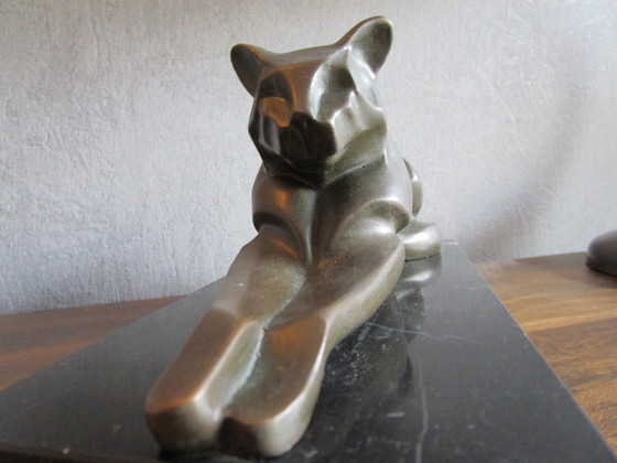 Image 1 of Bronze Resting Lioness,Artdeco