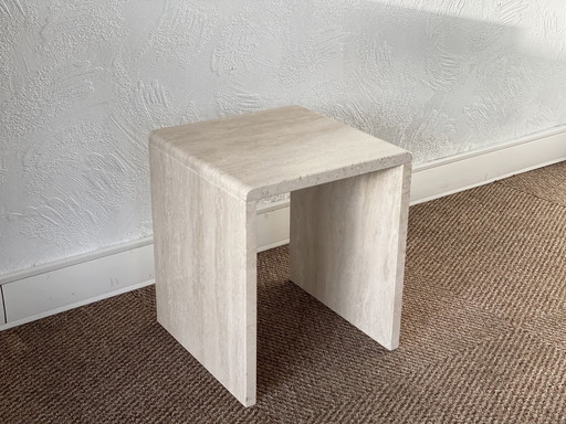 Travertine side table