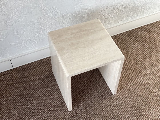 Image 1 of Travertine side table