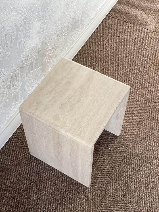 Image 1 of Travertine side table