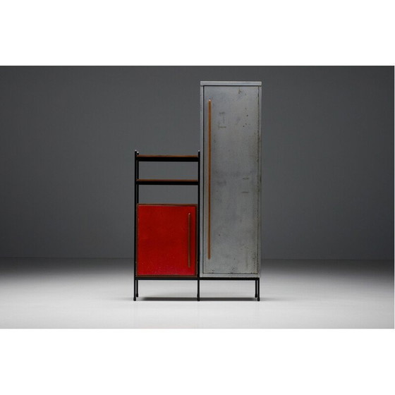 Image 1 of Vintage red metal cabinet by Willy Van der Meeren, 1950