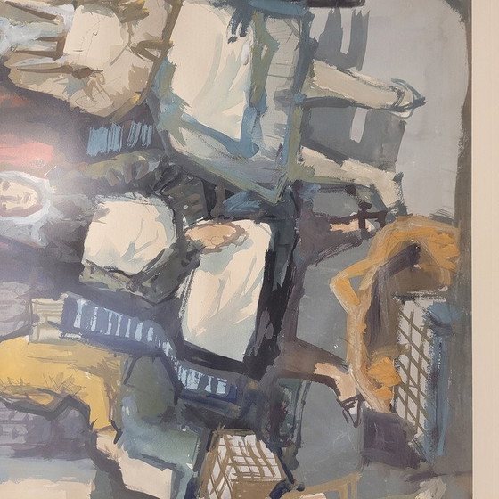 Image 1 of Vintage watercolor "Market" by Juan de Palau