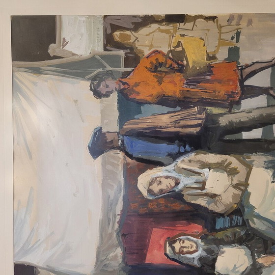 Image 1 of Vintage watercolor "Market" by Juan de Palau