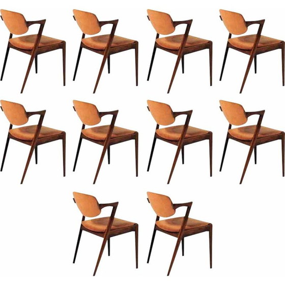 Image 1 of Set of 12 vintage rosewood dining chairs by Kai Kristiansen for Schous Møbelfabrik, 1960s
