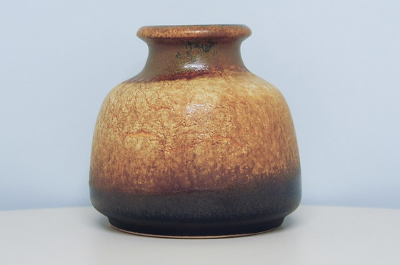 Image 1 of vase bas jaune craquelé Allemagne de l'Ouest Scheurich