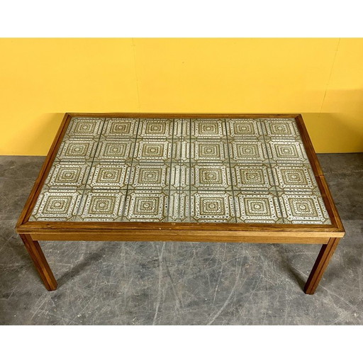 Vintage rosewood coffee table with tiles, Denmark 1960