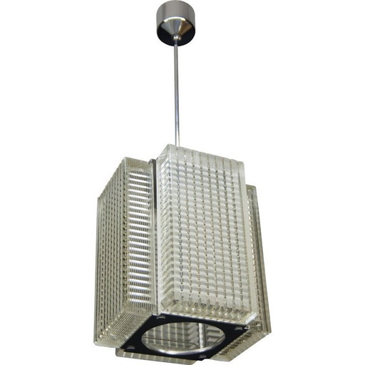 Vintage glass hanging lamp 1970s