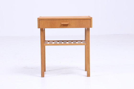 Image 1 of Scandinavian oak side table | Mid - Century coffee table | Telephone table 60s