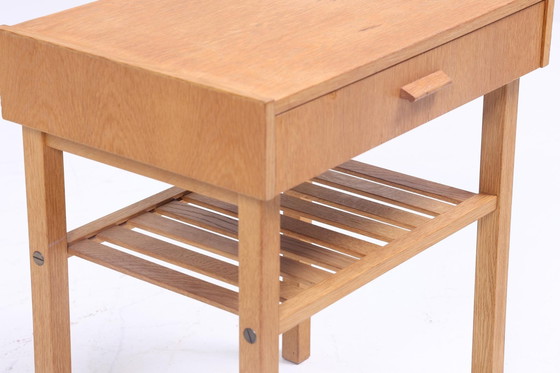 Image 1 of Scandinavian oak side table | Mid - Century coffee table | Telephone table 60s