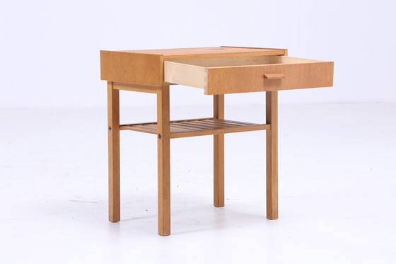 Image 1 of Scandinavian oak side table | Mid - Century coffee table | Telephone table 60s