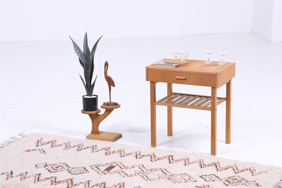 Image 1 of Scandinavian oak side table | Mid - Century coffee table | Telephone table 60s