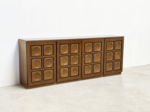 Graphical brutalist sideboard by Gerard Bartels