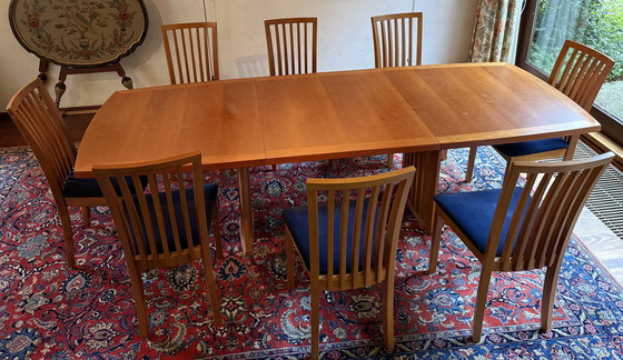 Image 1 of Skovby Set In Cherry Wood. Extendable Table, Chairs And Cupboard.