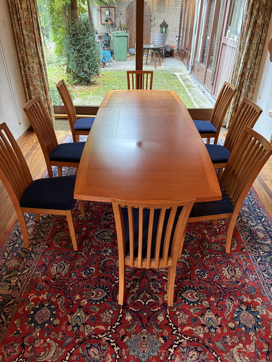 Image 1 of Skovby Set In Cherry Wood. Extendable Table, Chairs And Cupboard.