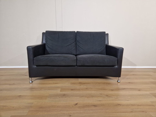 Leolux Evidence Paian 2 seater Black Leather Design Sofa