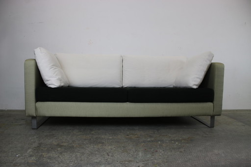 Cor Conseta couch three-seater ribbed fabric sofa black white green