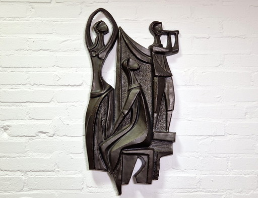 Ceramic Wall Sculpture Paul Vermeire, 1960s