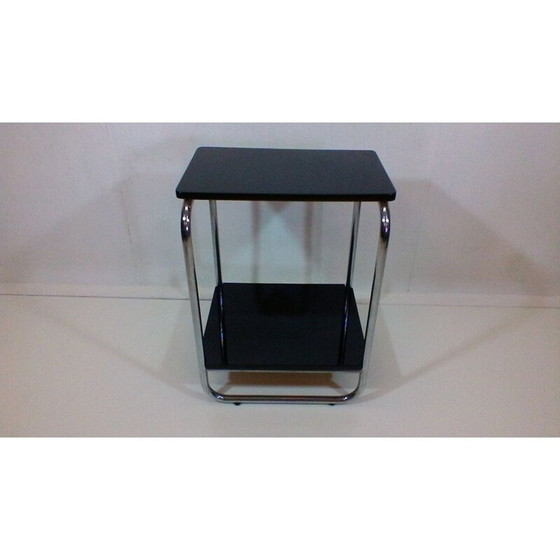 Image 1 of Vintage steel and wood coffee table by Jindřich Halabala for Bystřice pod Hostynem, Czechoslovakia