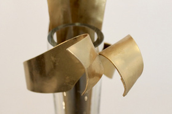 Image 1 of Signed Marc d’Haenens Massive Brass Sculptural Vase