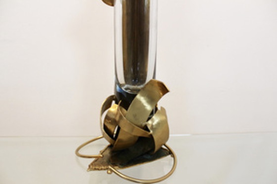 Image 1 of Signed Marc d’Haenens Massive Brass Sculptural Vase