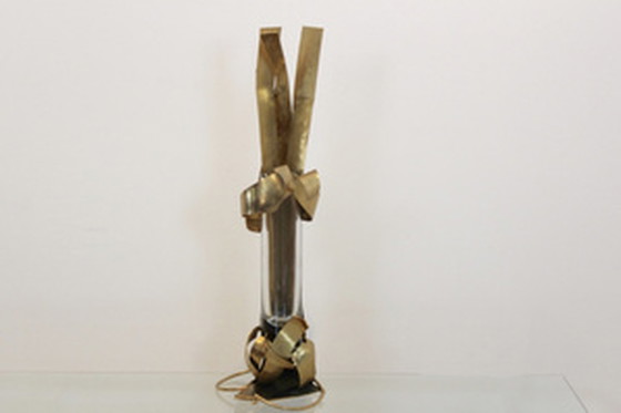 Image 1 of Signed Marc d’Haenens Massive Brass Sculptural Vase