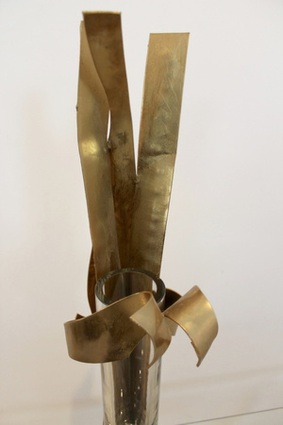 Image 1 of Signed Marc d’Haenens Massive Brass Sculptural Vase