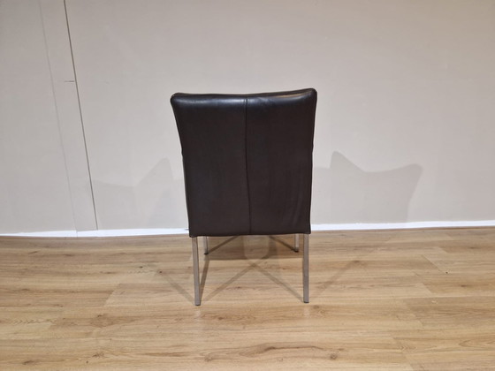 Image 1 of 2X Designer Armchairs Brown Leather Dining Chairs