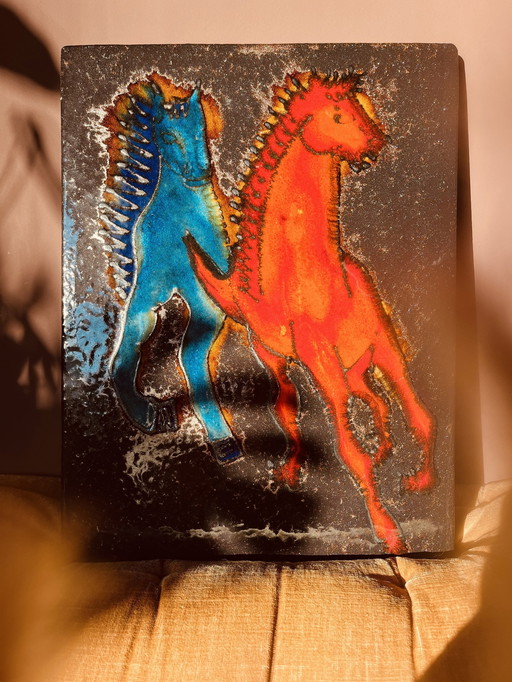 Vintage Ruscha Wall Tile "Horses"