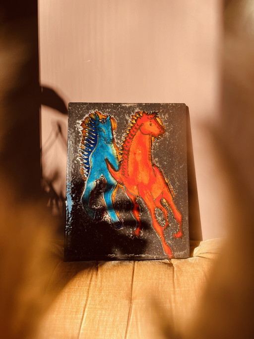 Vintage Ruscha Wall Tile "Horses"