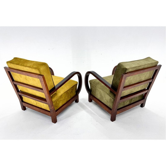 Image 1 of Pair of vintage Art Deco armchairs in beech wood, 1930