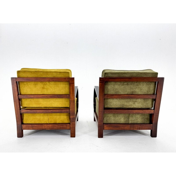 Image 1 of Pair of vintage Art Deco armchairs in beech wood, 1930