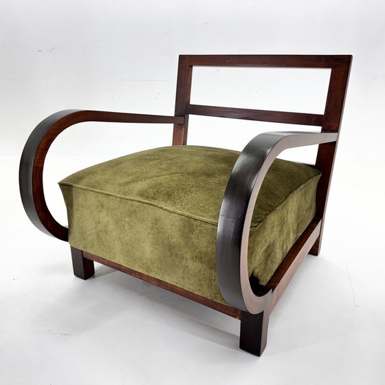 Image 1 of Pair of vintage Art Deco armchairs in beech wood, 1930