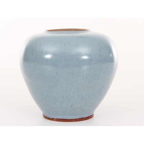 Image 1 of Vaso vintage scandinavo in ceramica azzurra, 1960
